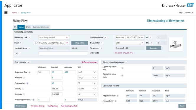 Screenshot of Applicator for sizing.